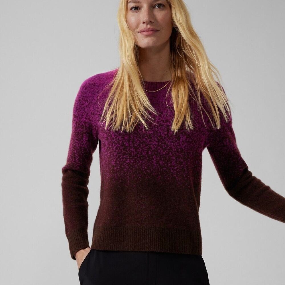 ATHLETA Hawthorn Merino Wool Textured Sweater Magenta Ombre Small S